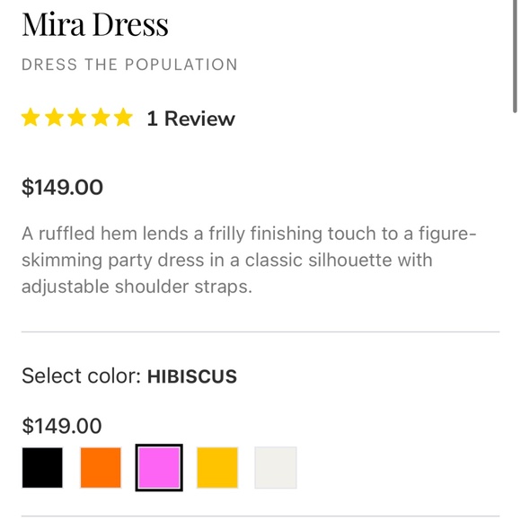 Mira Dress DRESS THE POPULATION Hibiscus - Picture 4 of 4